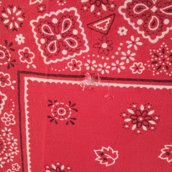 Vtg Fast Color Cowboy Cowgirl Hanky Cotton Red Bandana Floral Geometric 20x19" - Picture 4 of 7